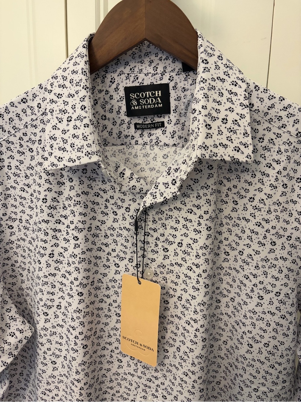 Scotch & Soda White Shirt with Black Floral Print